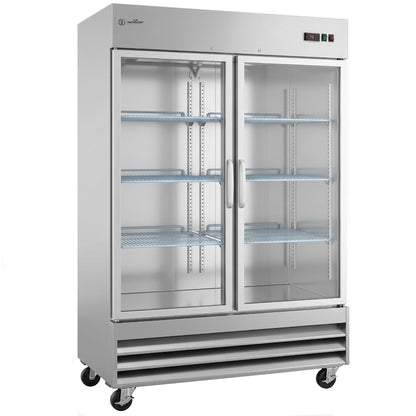 USPE 54" Two-Door Glass Lab Refrigerator, 41.3 Cu. Ft. (USPE-LR2-54G), angle view