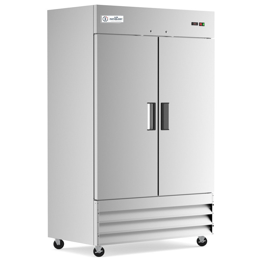 USPE 54" Two-Door Solid Lab Refrigerator, 41.3 Cu. Ft. (USPE-LR2-54S), angle view