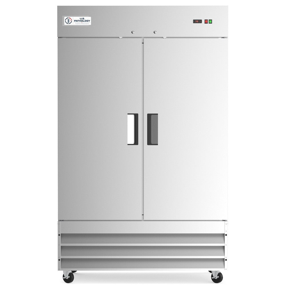 USPE 54" Two-Door Solid Lab Refrigerator, 41.3 Cu. Ft. (USPE-LR2-54S), front view