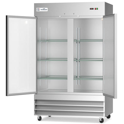 USPE 54" Two-Door Solid Lab Refrigerator, 41.3 Cu. Ft. (USPE-LR2-54S), doors open interior