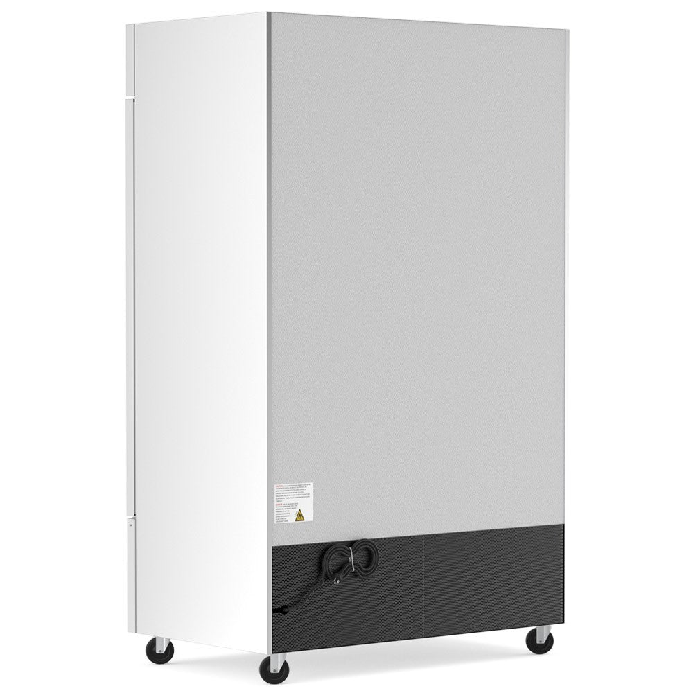 USPE 54" Two-Door Solid Lab Refrigerator, 41.3 Cu. Ft., side and rear view