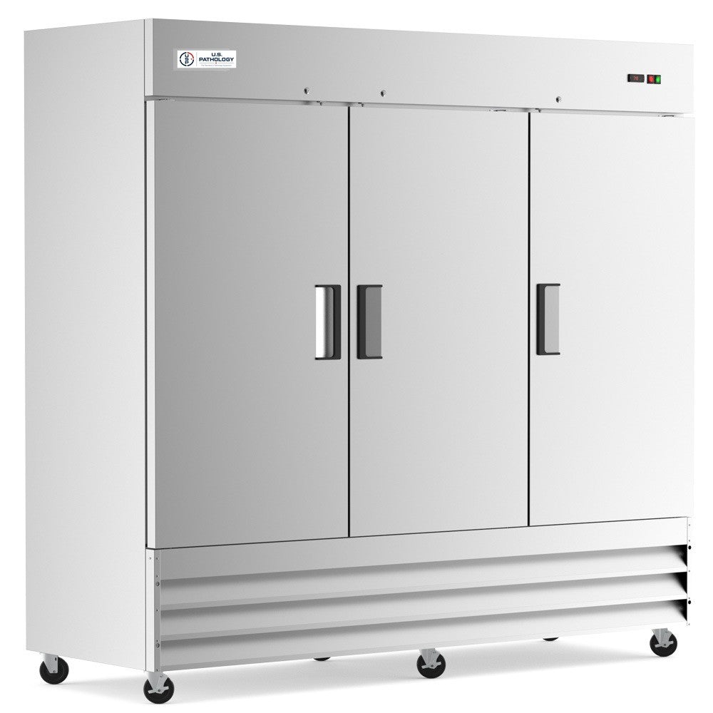 USPE 81" Three-Door Solid Lab Refrigerator, 72 Cu. Ft. (USPE-LR3-81S), angle view
