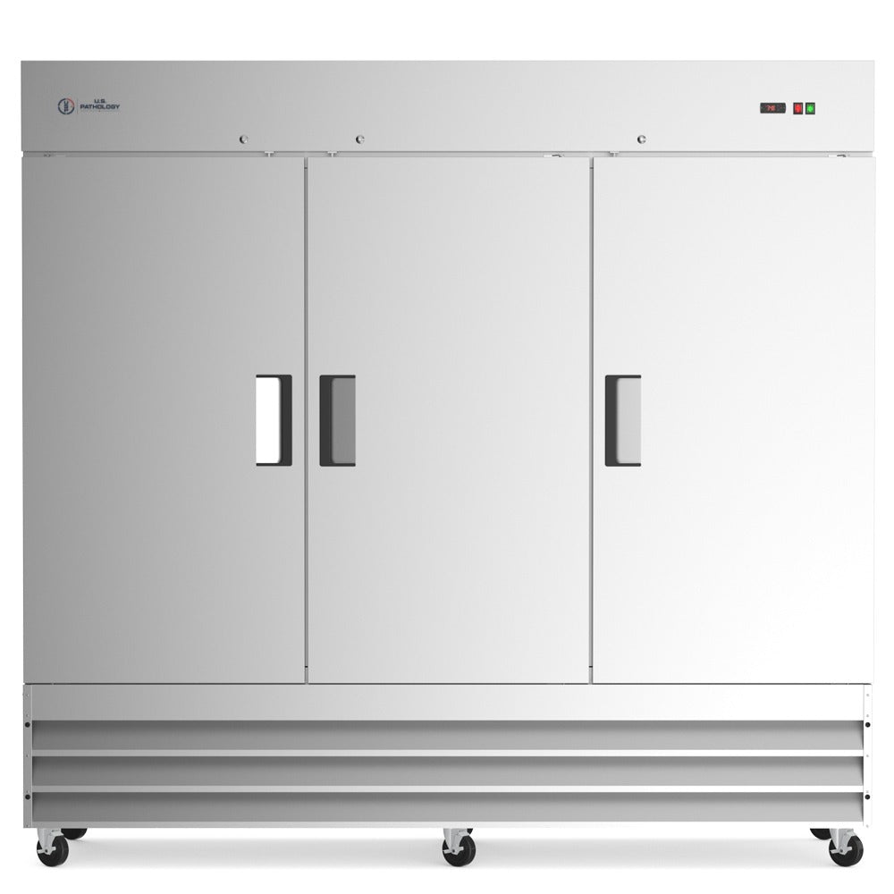 USPE 81" Three-Door Solid Lab Refrigerator, 72 Cu. Ft., front view