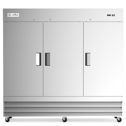 USPE 81" Three-Door Solid Lab Refrigerator, 72 Cu. Ft. (USPE-LR3-81S), front view