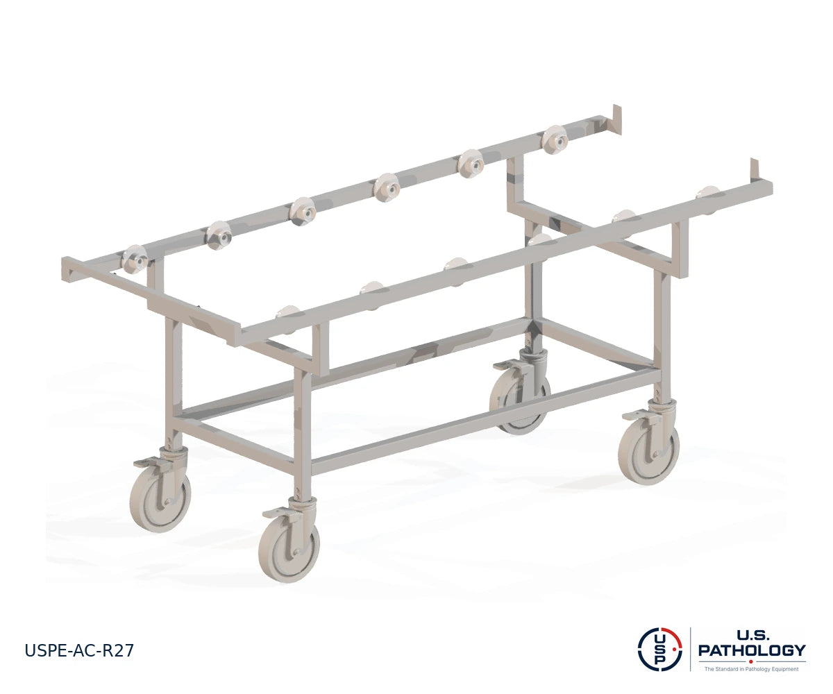 Autopsy Cart Chassis for 27-Inch Body Trays, USPE-AC-R27, detail view