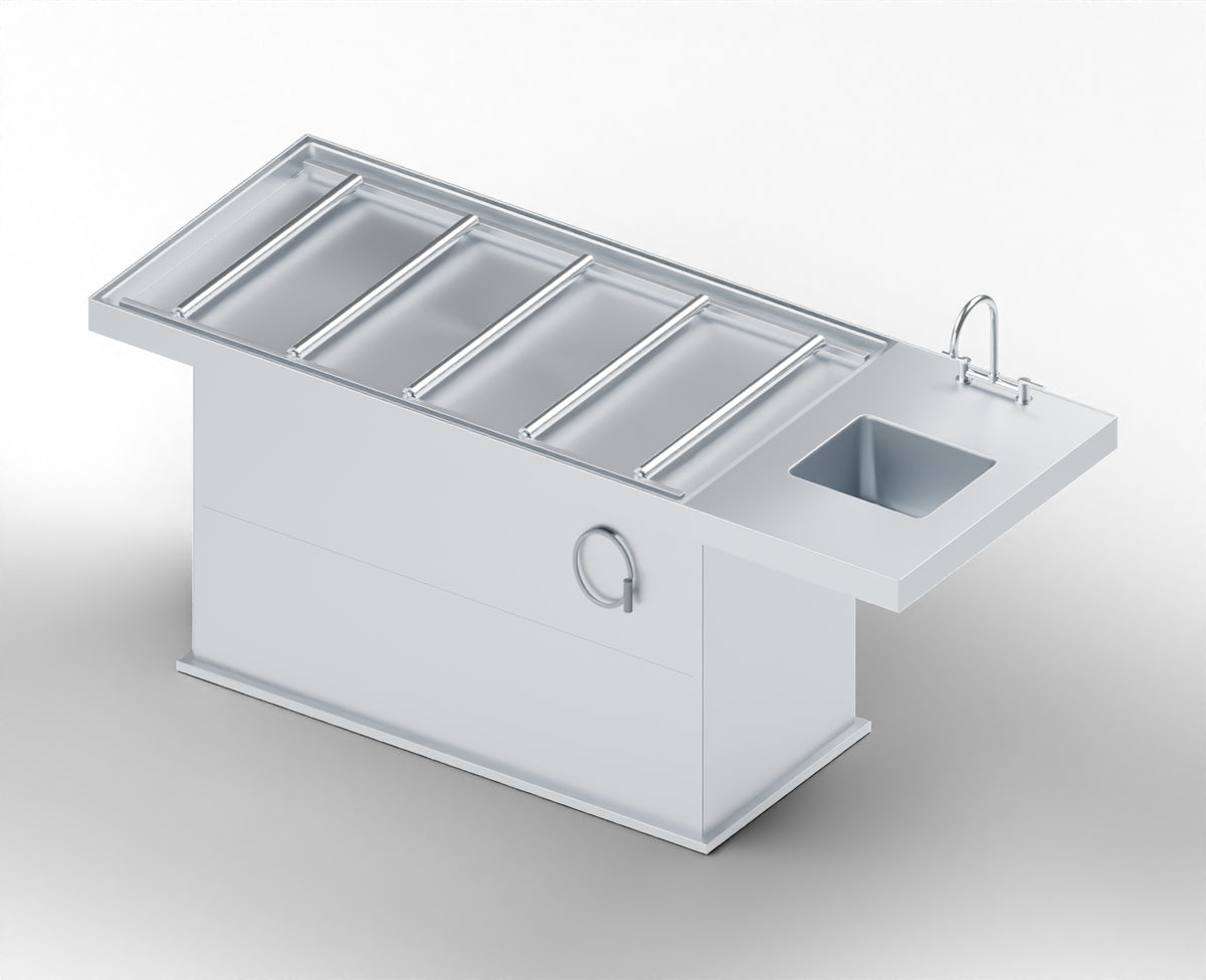 Metal-Roller Pedestal Autopsy Table