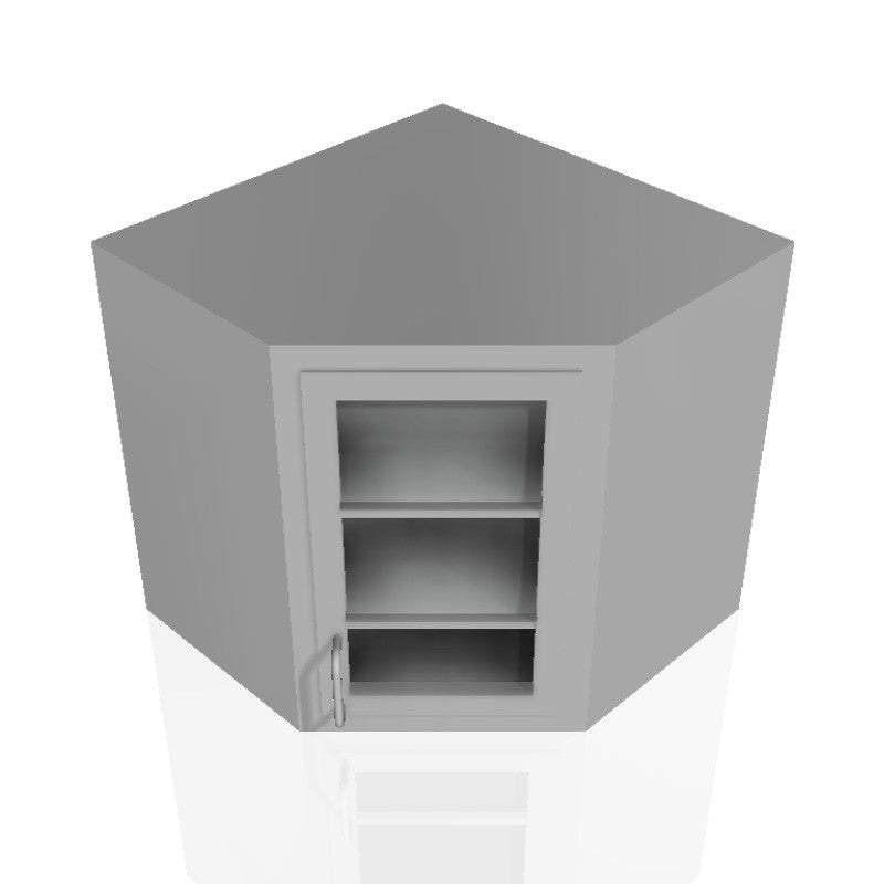 USPE 14-Inch Corner Wall Cabinet, 25-Inch Tall, Left-hand glass door, model USPE-CW-W430