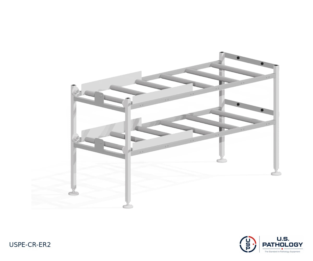 2-Tier End-Loading Morgue Cadaver Storage Rack, USPE-CR-ER2, detail view