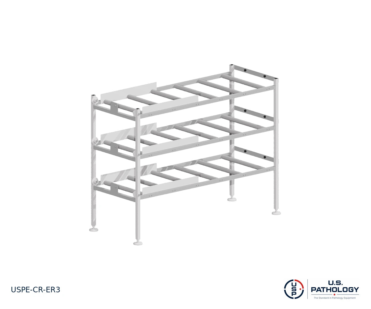 3-Tier End-Loading Morgue Cadaver Storage Rack, USPE-CR-ER3, reference configuration
