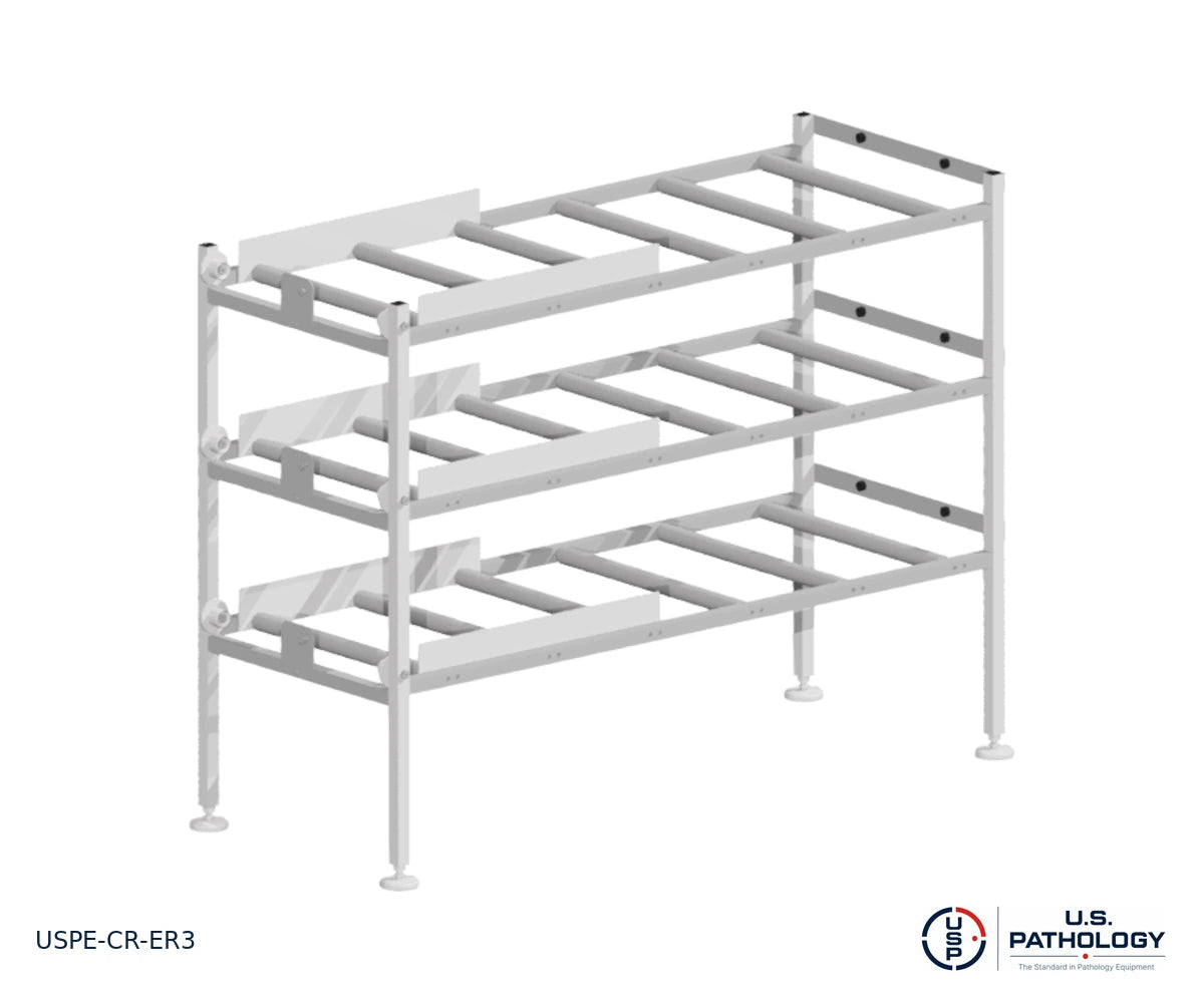 3-Tier End-Loading Morgue Cadaver Storage Rack, USPE-CR-ER3, detail view