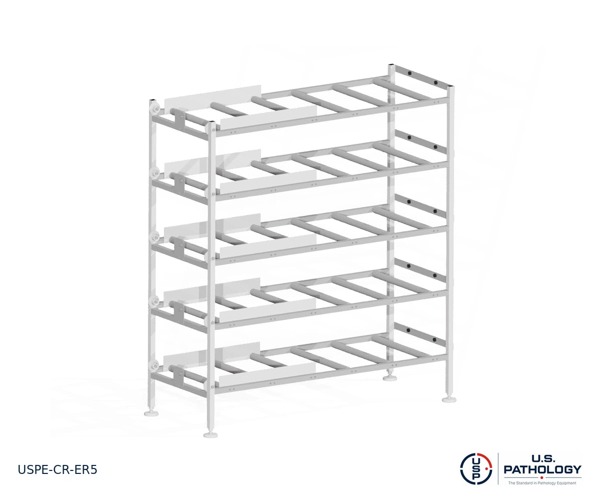 5-Tier End-Loading Morgue Cadaver Storage Rack, USPE-CR-ER5, reference configuration