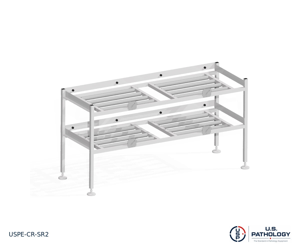 2-Tier Side-Loading Morgue Cadaver Storage Rack, USPE-CR-SR2, detail view