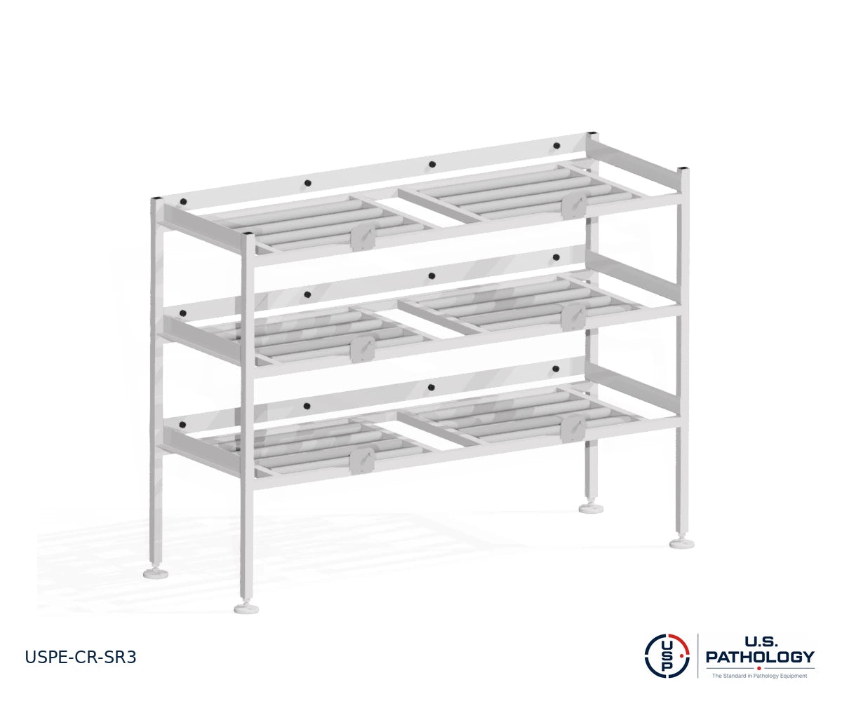3-Tier Side-Loading Morgue Cadaver Storage Rack, USPE-CR-SR3, alternate view