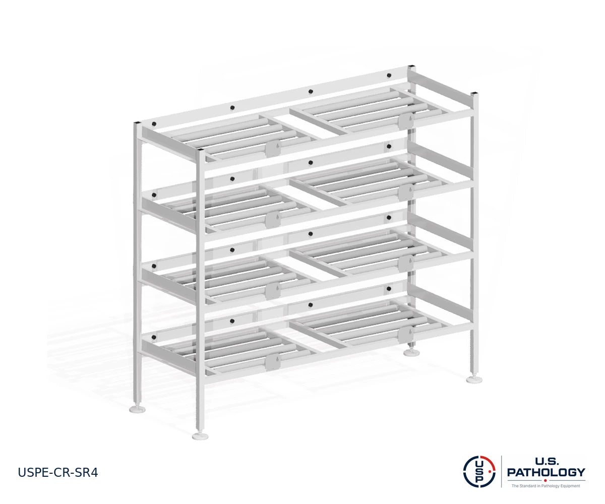 4-Tier Side-Loading Morgue Cadaver Storage Rack, USPE-CR-SR4, reference configuration