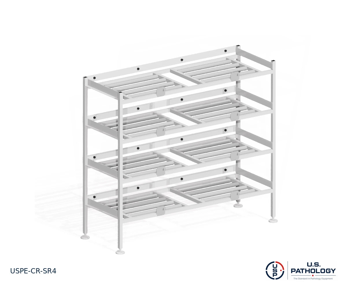 4-Tier Side-Loading Morgue Cadaver Storage Rack, USPE-CR-SR4, detail view