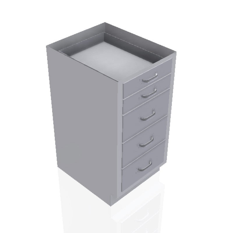 USPE 18 in. Stainless Steel Base Cabinet: 2 Small Drawers, 3 Medium Drawers, USPE-CW-B371; configuration reference, supplied build requires review