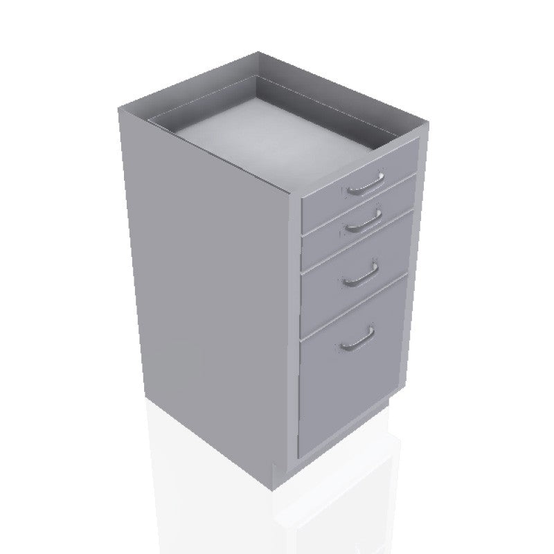 USPE 18 in. Stainless Steel Base Cabinet: 2 Small Drawers, 1 Medium Drawer, 1 Extra Large Drawer, USPE-CW-B372; configuration reference, supplied build requires review