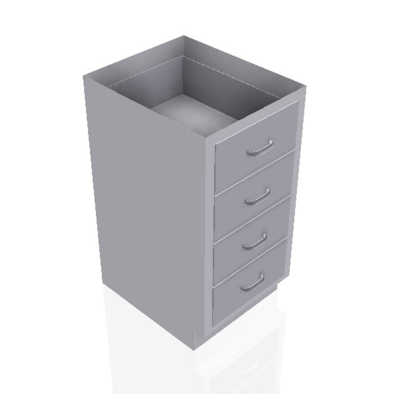 18 in. Stainless Steel Prep Room Base Cabinet: 4 Medium Drawers