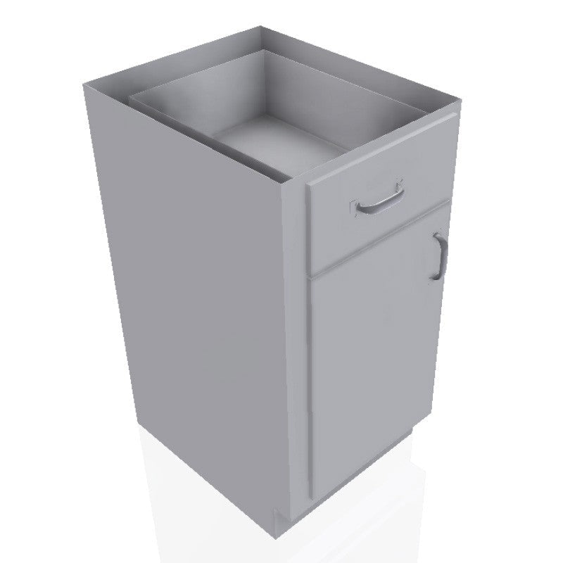USPE 18 in. Stainless Steel Base Cabinet: 1 Medium Drawer, 1 Right Door, USPE-CW-B381; configuration reference, supplied build requires review