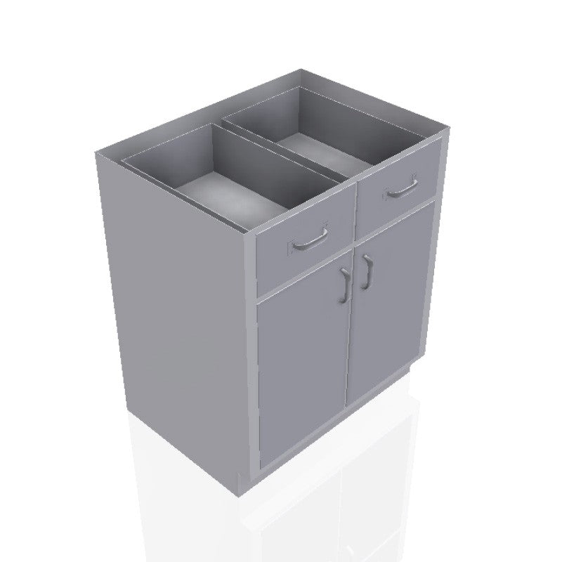 30 in. Stainless Steel Prep Room Base Cabinet: 2 Medium Drawers, 2 Doors