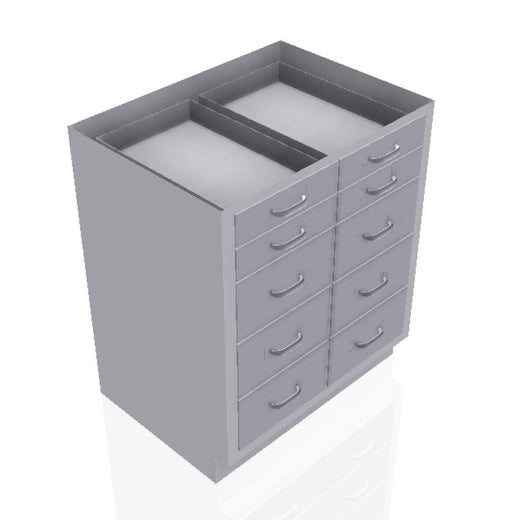 USPE 30 in. Stainless Steel Base Cabinet:4 Small Drawers, 6 Medium Drawers