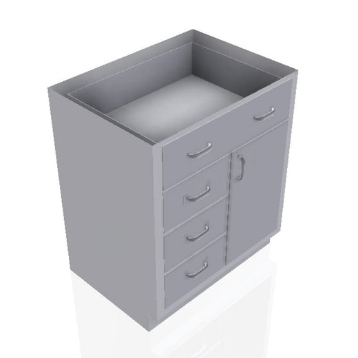 USPE 30 in. Stainless Steel Base Cabinet: 1 Long Medium Drawers, 3 Medium Drawers, Right Door
