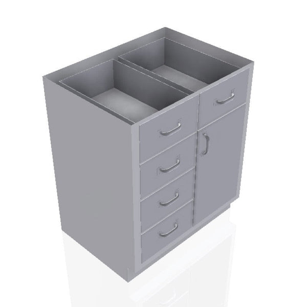 30 in. Stainless Steel Base Cabinet: 5 Medium Drawers, Right Door