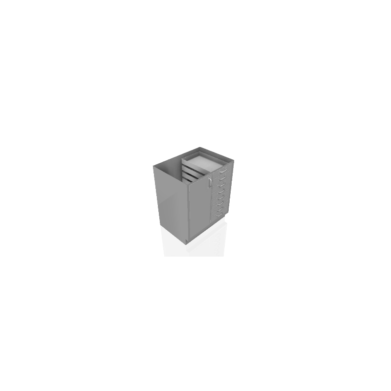 30 in. Stainless Steel Prep Room Base Cabinet: 8 Small Drawers, 1 Left Door