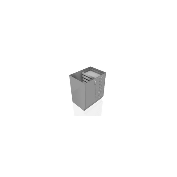 30 in. Stainless Steel Base Cabinet: 8 Small Drawers, 1 Left Door
