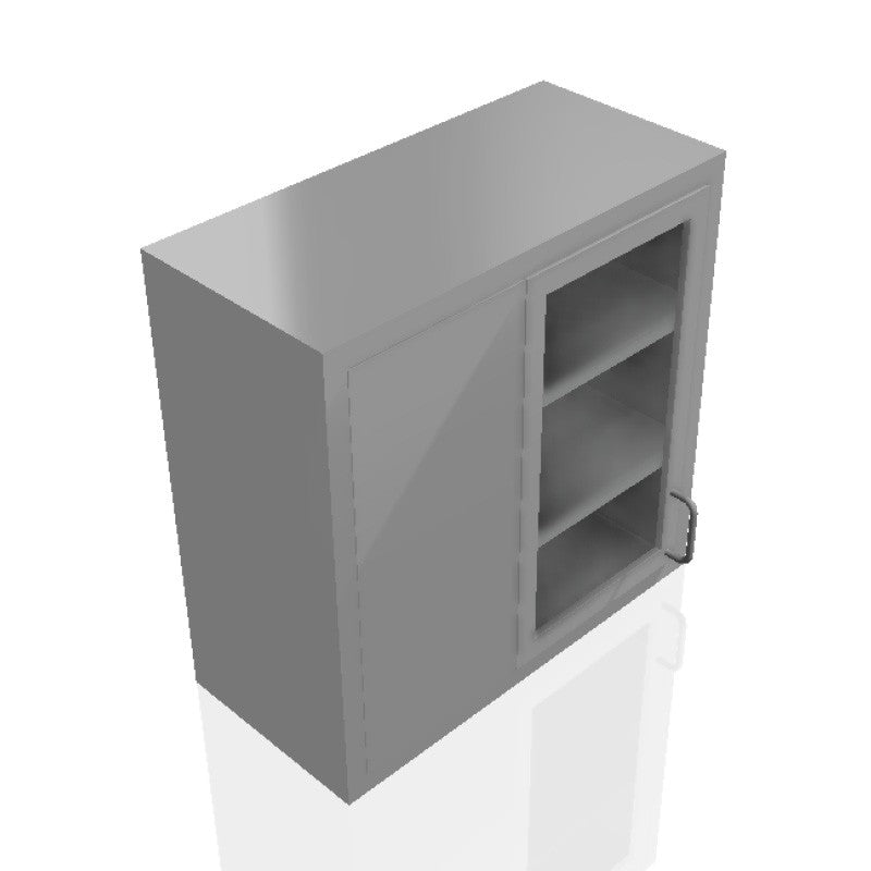 USPE 32-Inch Dead-Corner Wall Cabinet, 30-Inch Tall, Right-hand glass door, model USPE-CW-W427