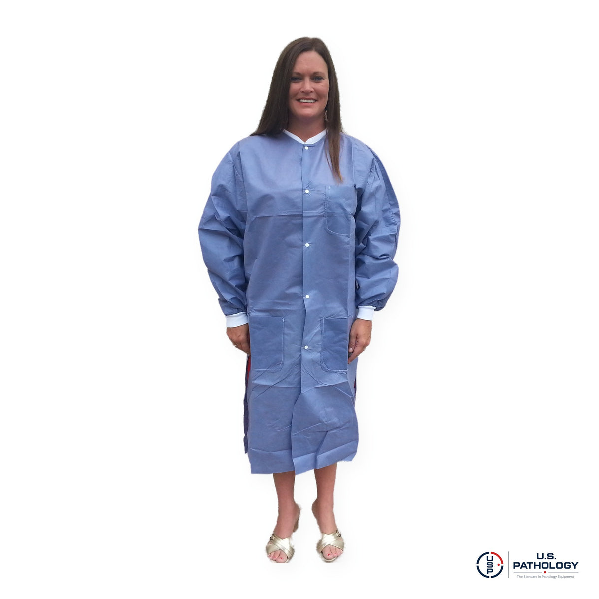 USPE Disposable Embalming Coat – Knee-Length SMS, 10/Pack – Blueberry