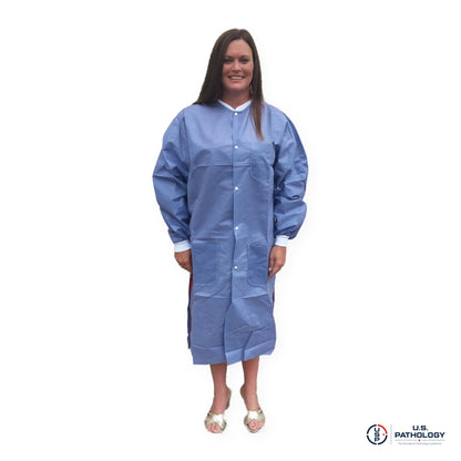 USPE Disposable Embalming Coat – Knee-Length SMS, 10/Pack – Blueberry