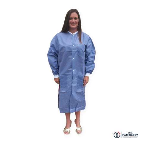 USPE Disposable Embalming Coat – Knee-Length SMS, 10/Pack – Blueberry