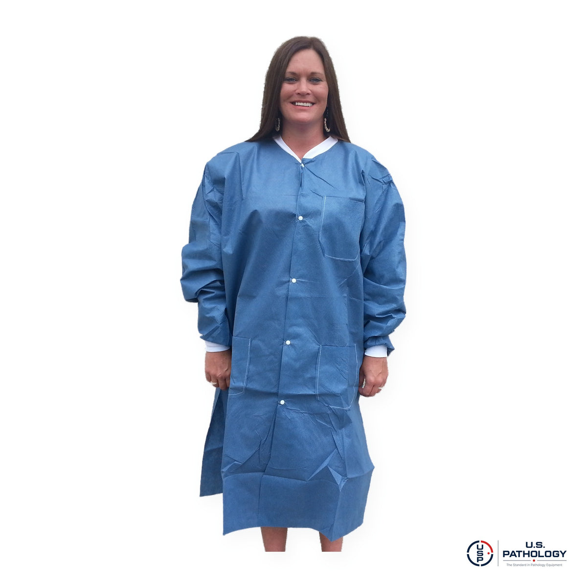 USPE Disposable Embalming Coat – Knee-Length SMS, 10/Pack – Ceil Blue