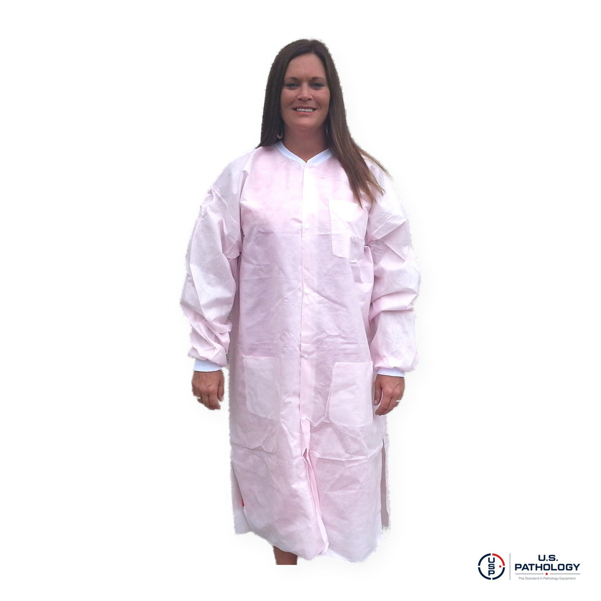 USPE Disposable Embalming Coat – Knee-Length SMS, 10/Pack – Light Pink