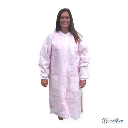 USPE Disposable Embalming Coat – Knee-Length SMS, 10/Pack – Light Pink