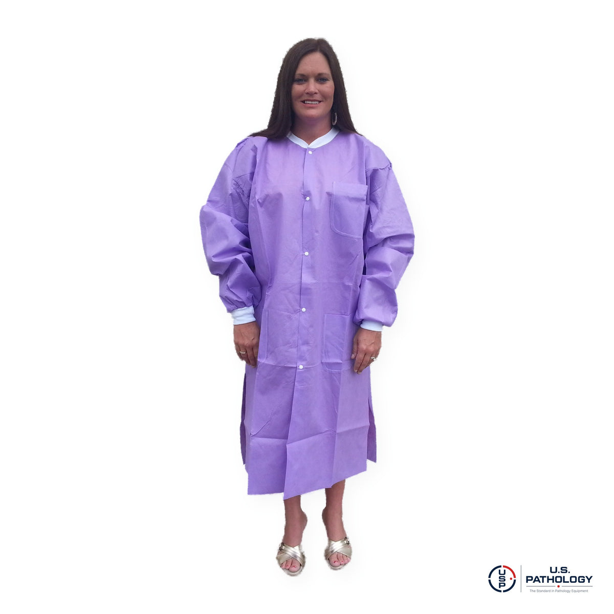 USPE Disposable Embalming Coat – Knee-Length SMS, 10/Pack – Purple