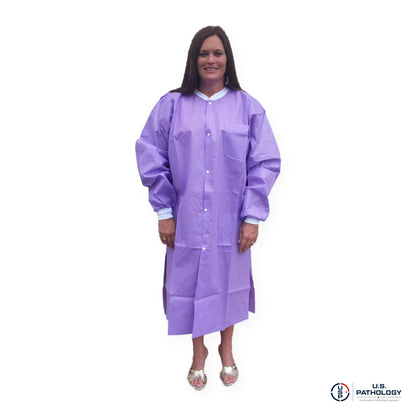 USPE Disposable Embalming Coat – Knee-Length SMS, 10/Pack – Purple