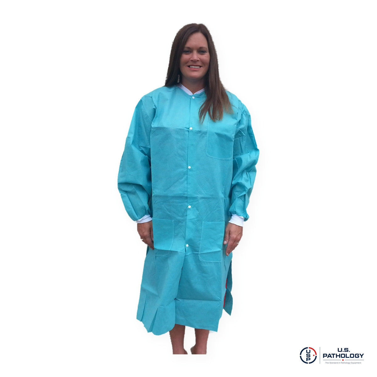 USPE Disposable Embalming Coat – Knee-Length SMS, 10/Pack – Teal
