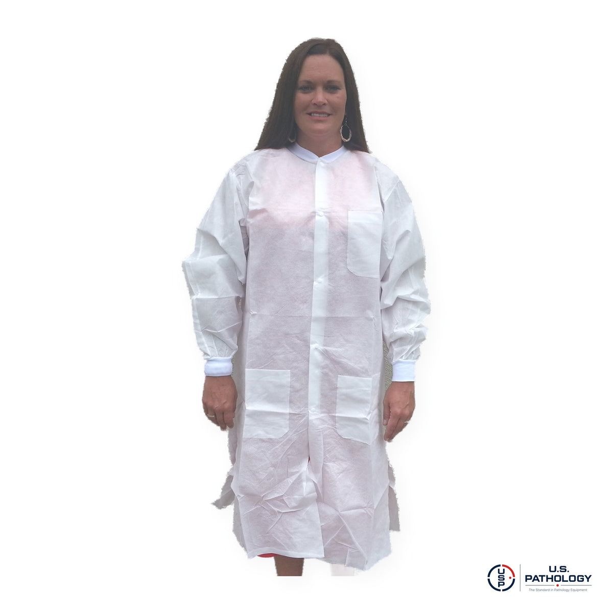 USPE Disposable Embalming Coat – Knee-Length SMS, 10/Pack – White