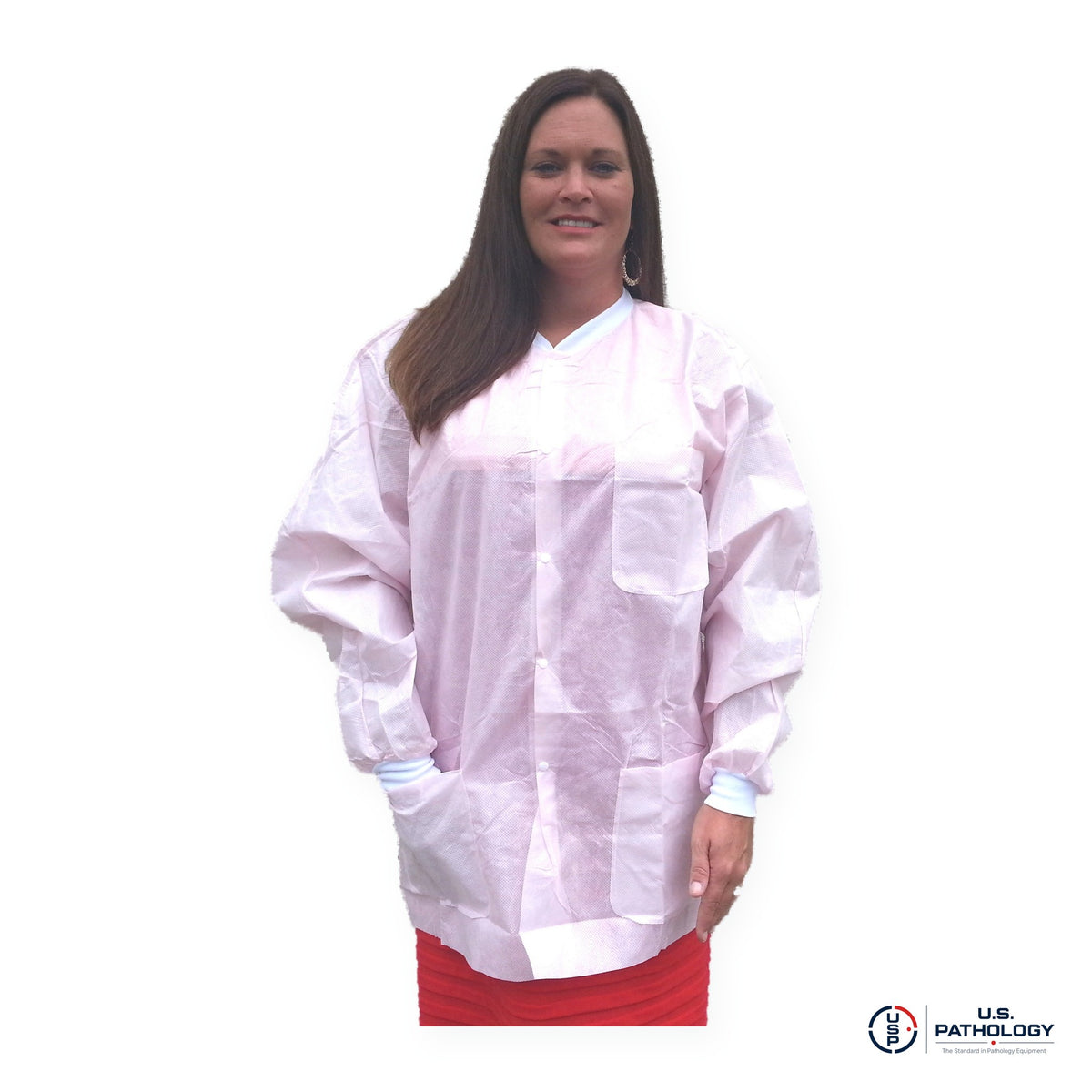 USPE Disposable Embalming Jacket – Hip-Length SMS, 10/Pack – Light Pink