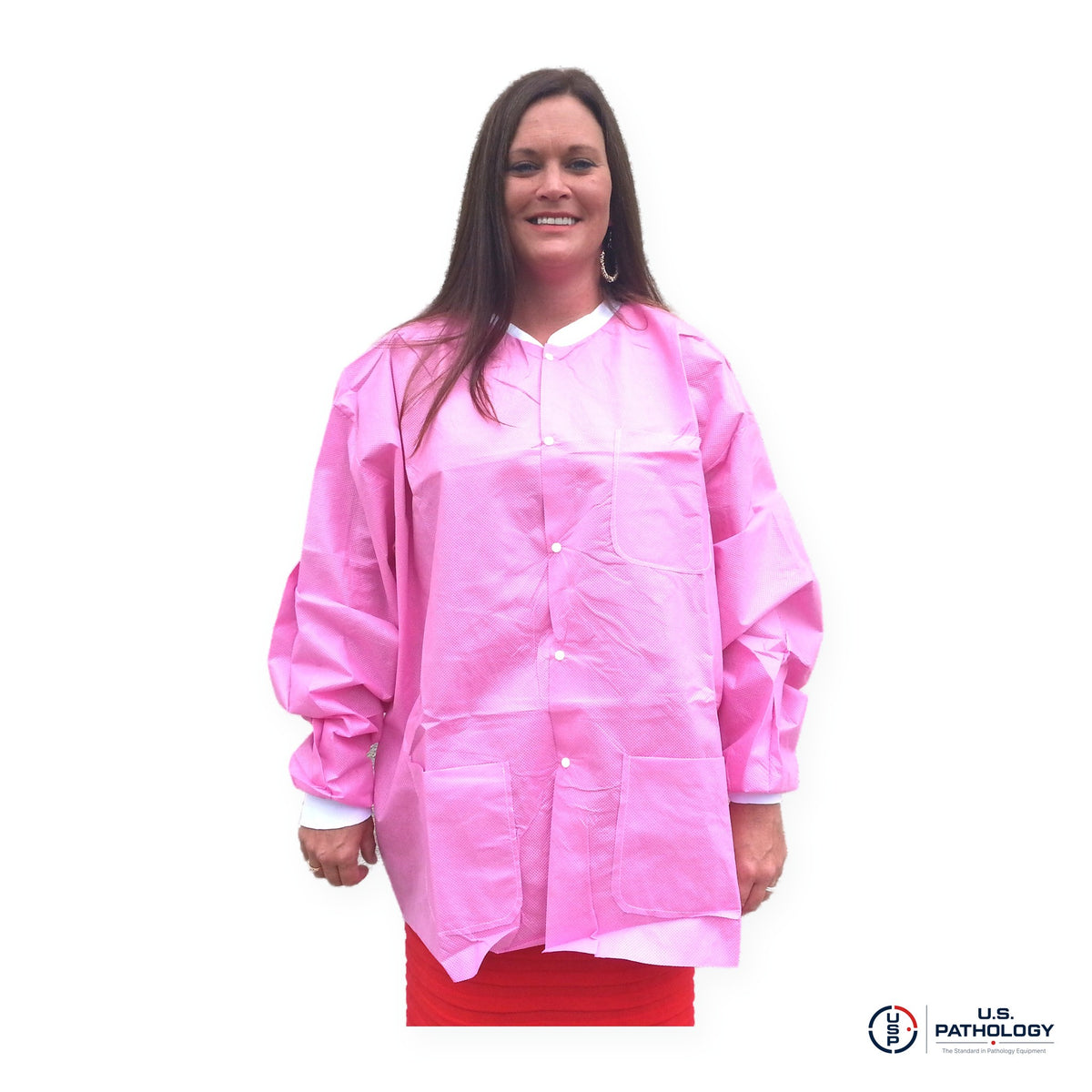 USPE Disposable Embalming Jacket – Hip-Length SMS, 10/Pack – Raspberry