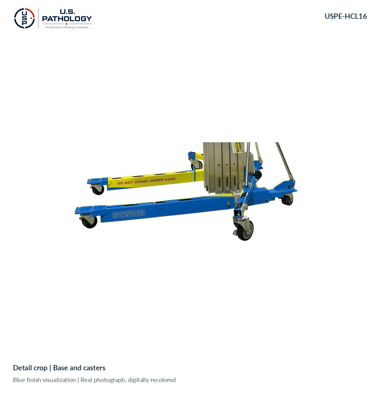 USPE-HCL16 base-detail, genuine reference photograph with digitally proposed blue finish; supplied platform and finish subject to confirmation