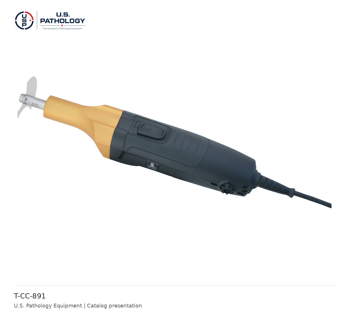 HEBU Gold Corded Autopsy Saw | USPE – 110 V corded saw – catalog reference T-CC-891; USPE catalog presentation