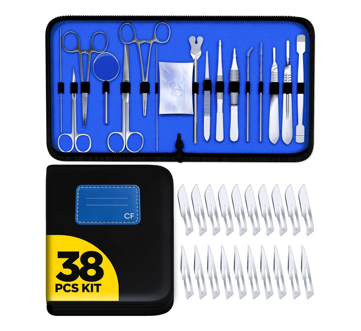 USPE Pathology Instrument Starter Kit, 38 Pieces – 18 reusable tools plus 20 blades – catalog reference USPE-PIK38