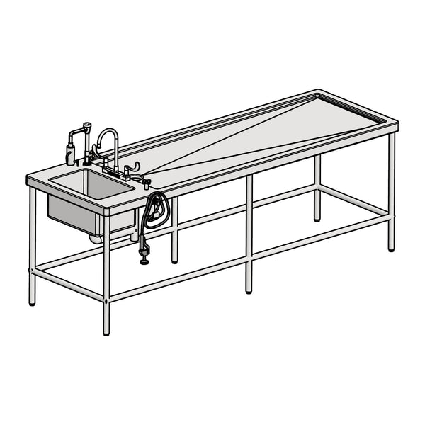 Autopsy Table with Integrated Sink, 101″ – Model USPE-AT-101S