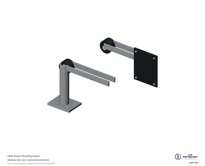 USPE Device Mounting System | USPE-DM | Original CAD configuration review, not a product photograph