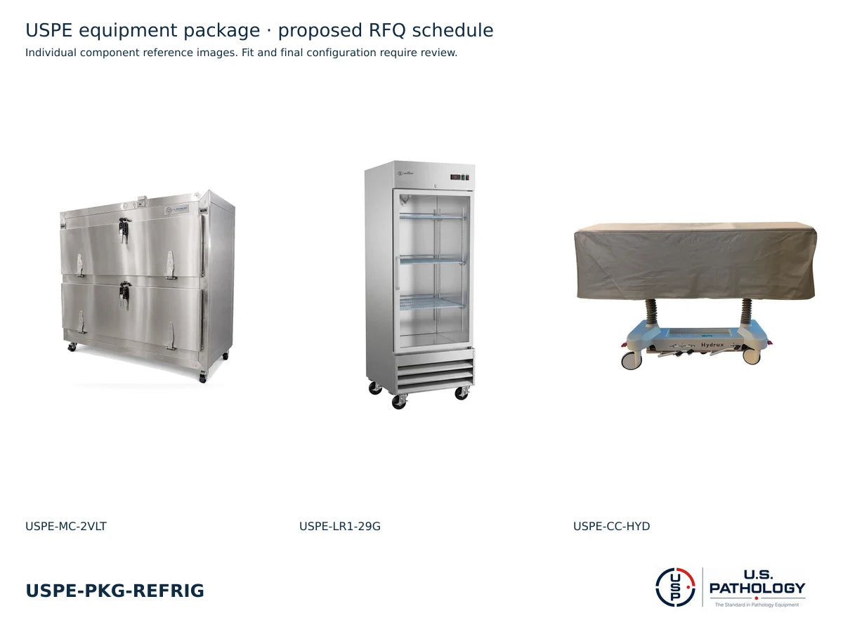 Vault & Laboratory Refrigeration Package | USPE-PKG-REFRIG | individual component reference images; final fit requires review
