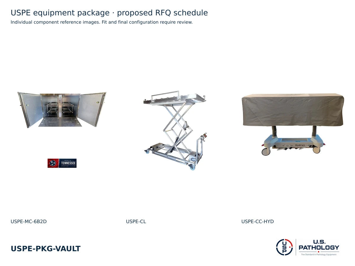Multi-Bay Vault Cooler & Transfer Package | USPE-PKG-VAULT | proposed component reference images, fit requires review
