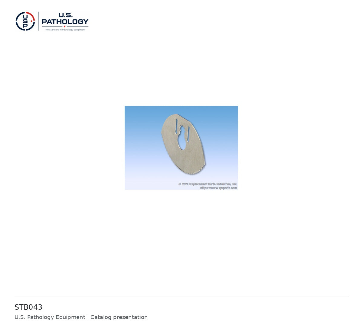 RPI Cast Cutter Blades for 940 / 941 Head Assemblies – Stainless steel / plaster – catalog reference STB043; USPE catalog presentation